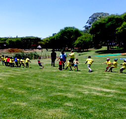 A game of tug of war at the park